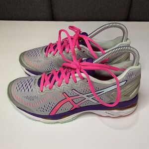 Womens Asics GEL-Kayano 23 Running Shoes Silver/Pink/Purple Size 6.5